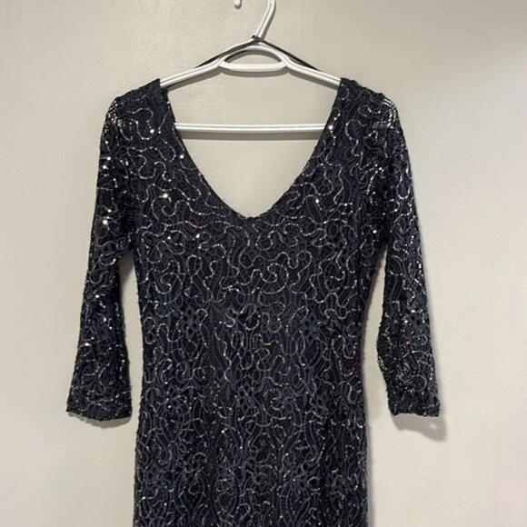 MARINA Black and Silver Maxi Dress - Picture 3 of 5